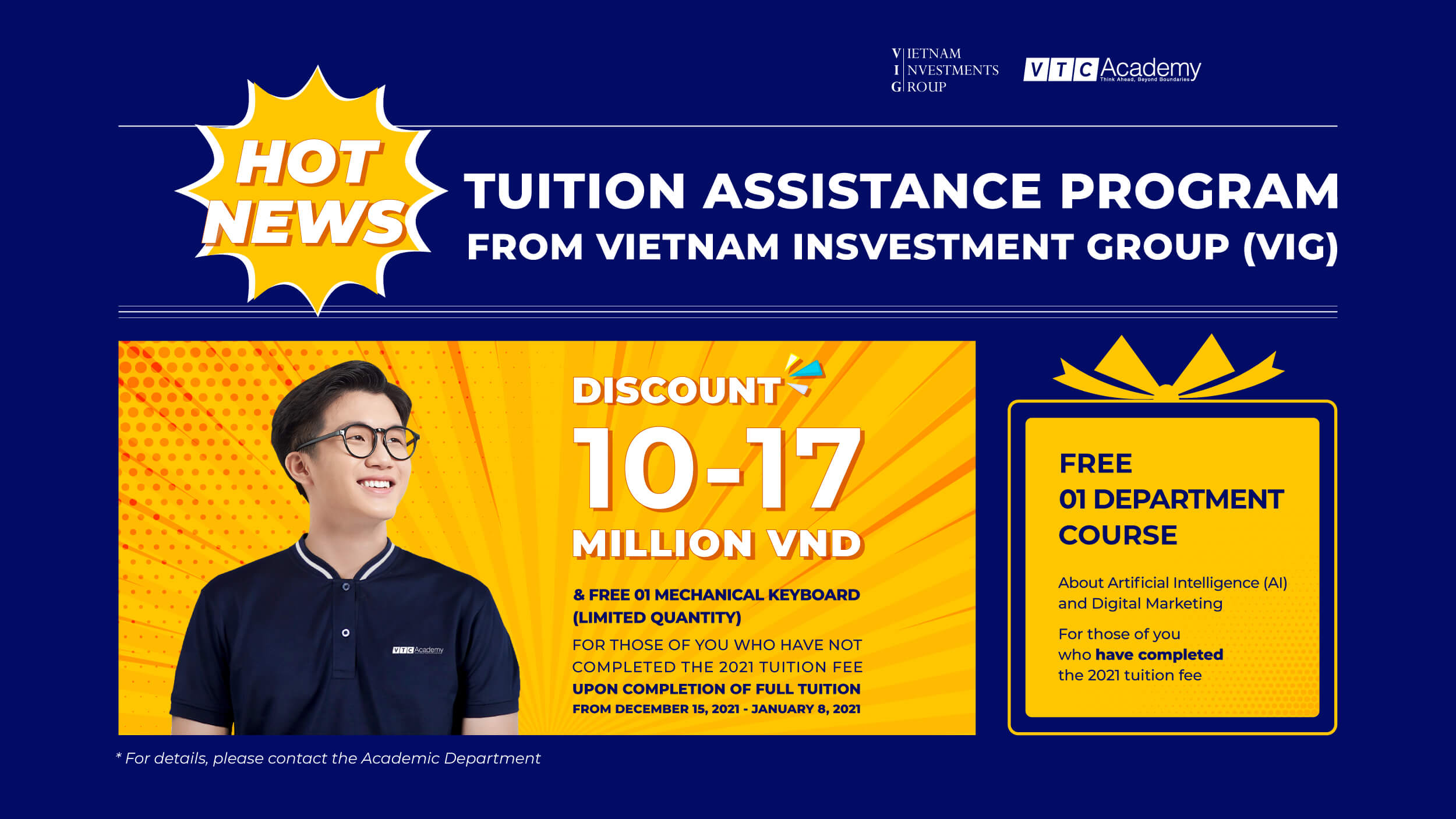 Vietnam Investments Group (VIG) travel with VTC Academy to support the school fee for students who have financial difficulties due to Covid-19 Pandemic