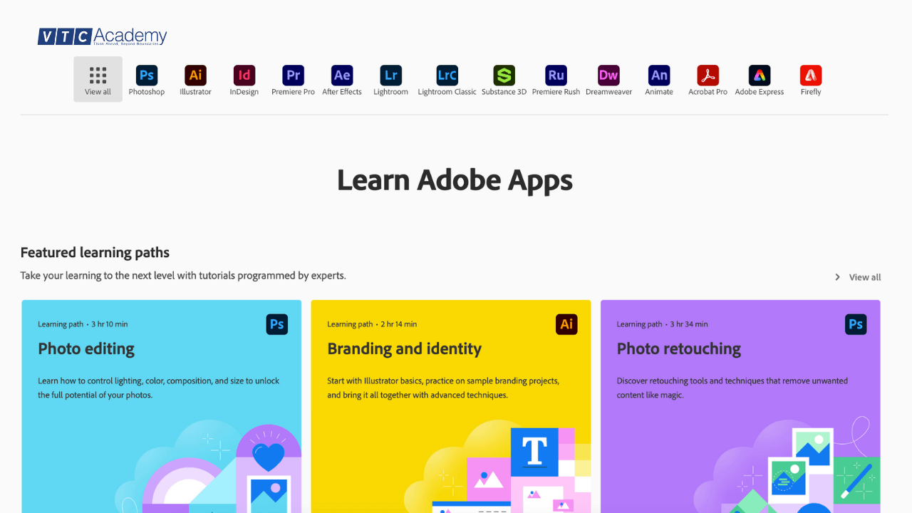 Adobe Creative Cloud Tutorials - khóa học thiết kế đồ họa online