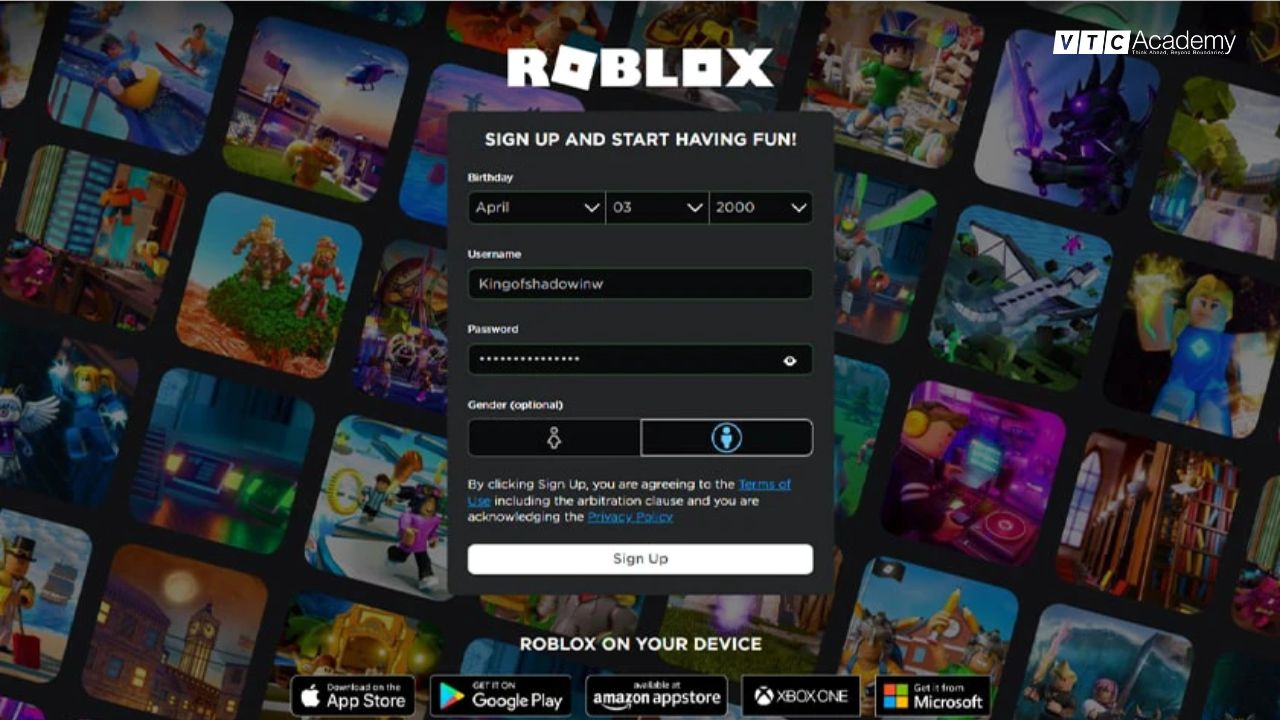 Bước 1: Tạo tài khoản Roblox