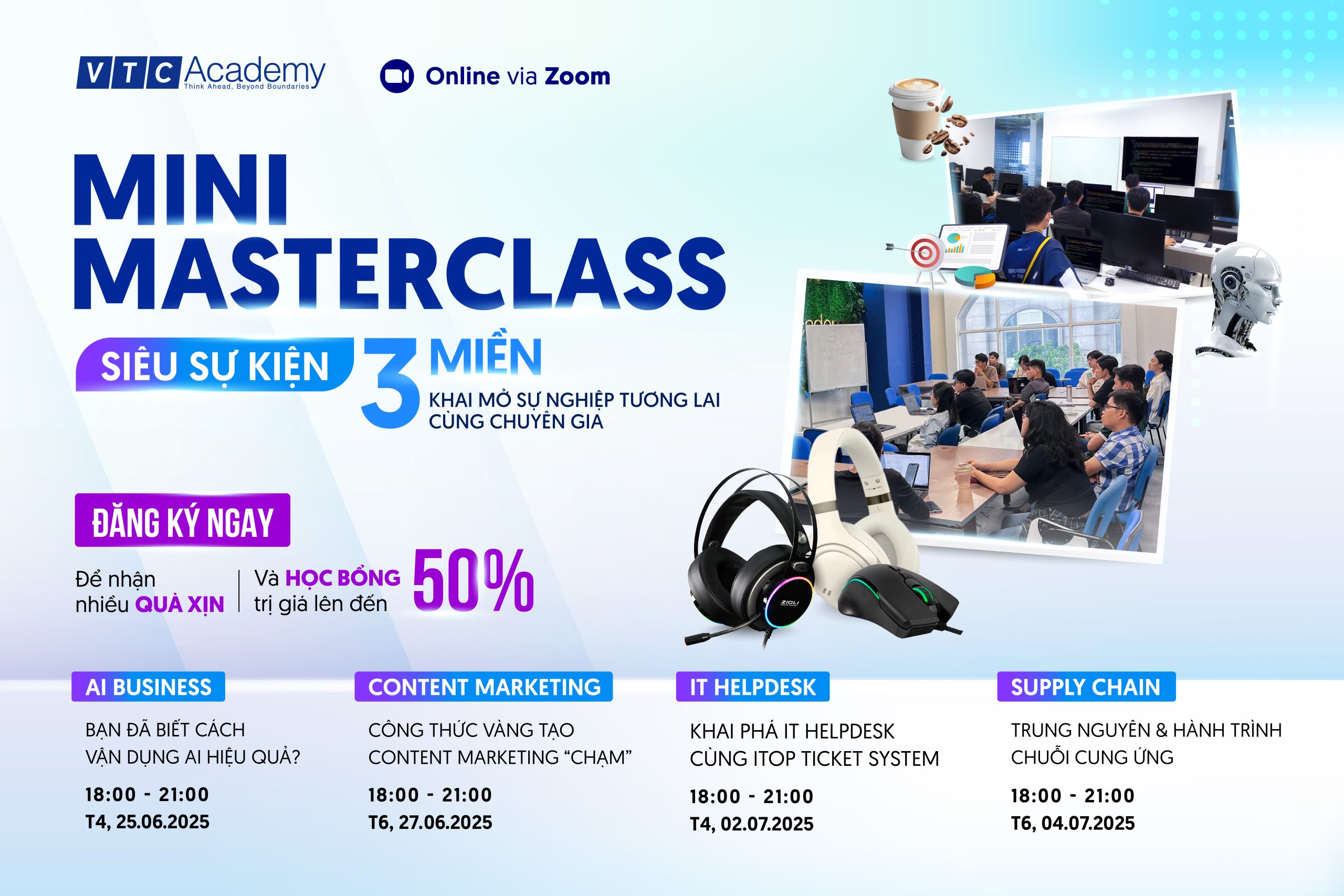 Mini MasterClass: Siêu sự kiện 3 miền – Khai mở sự nghiệp tương lai cùng chuyên gia