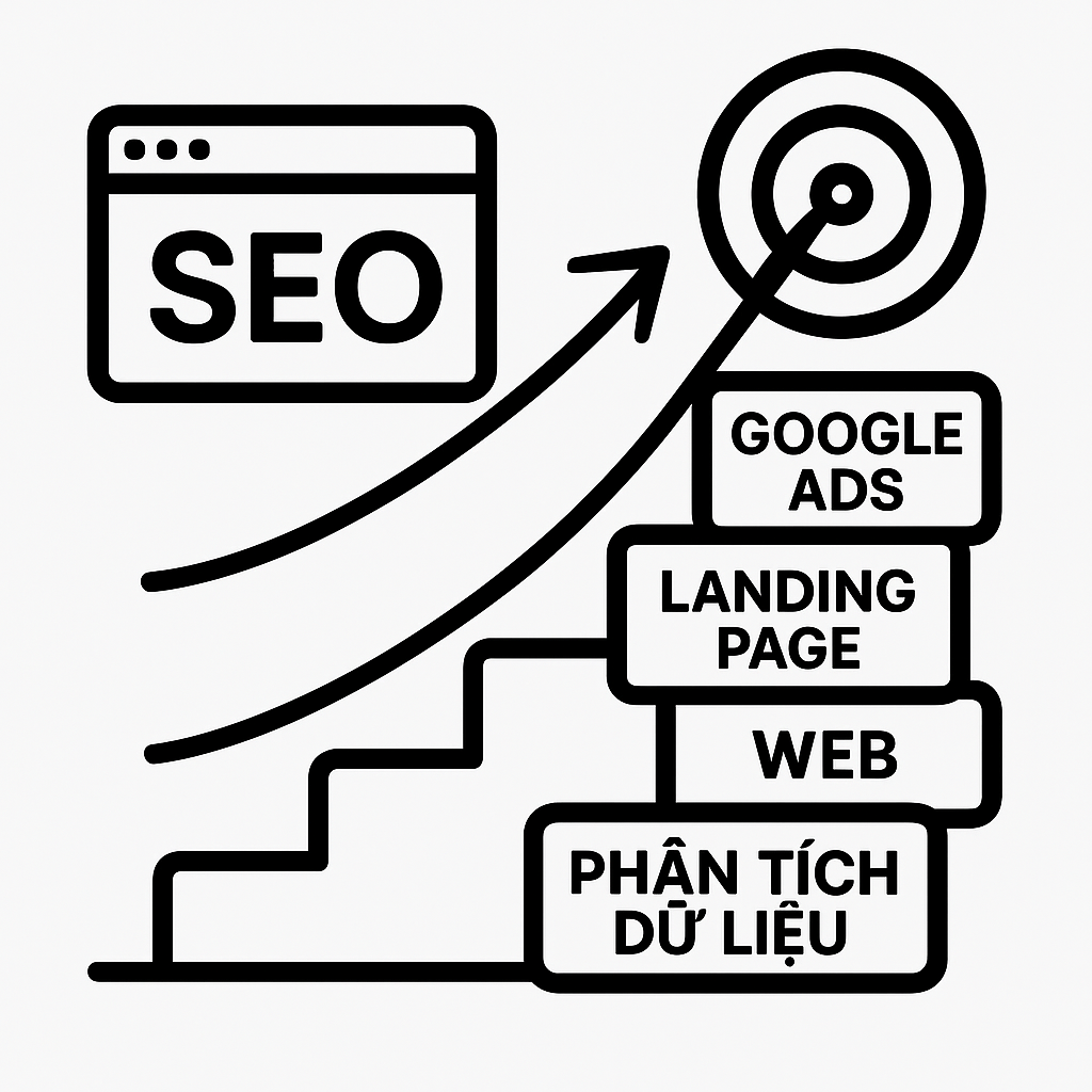 Lộ trình từ cơ bản đến nâng cao, tích hợp SEO - Google Ads - Landing Page - Web - Phân tích dữ liệu.
