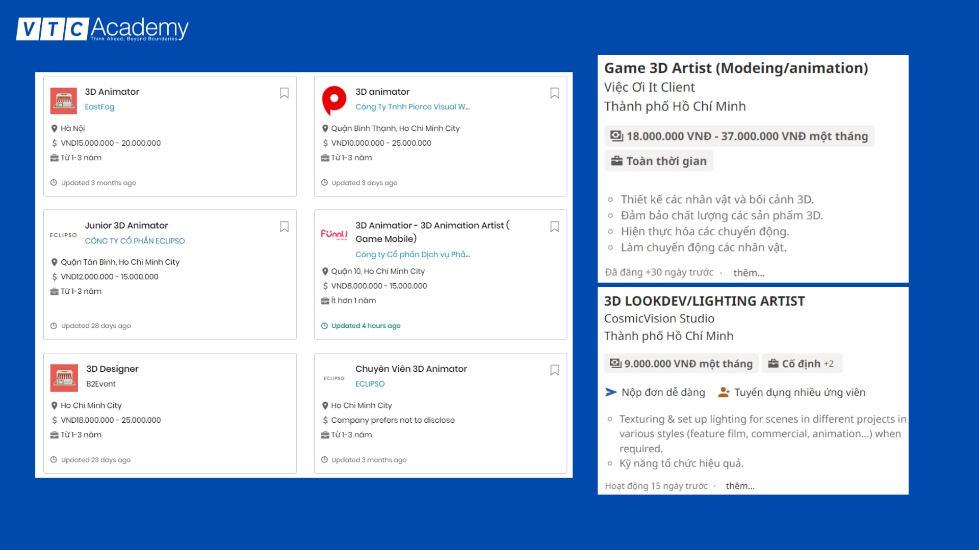 mức lương 3D animator