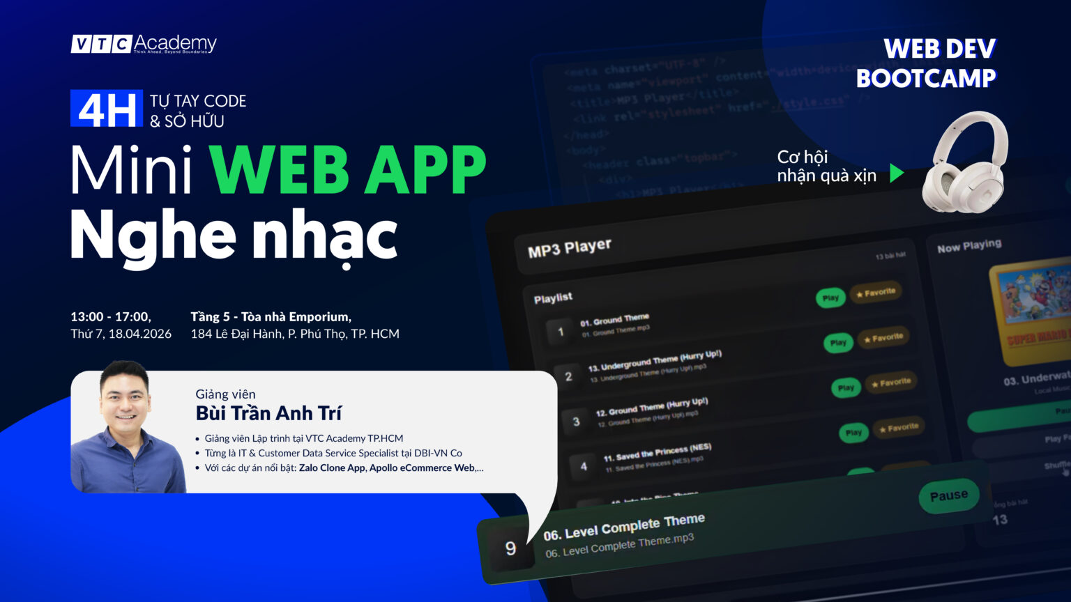 [TPHCM] WEB DEV BOOTCAMP: 4H TỰ TAY CODE & SỞ HỮU MINI WEB APP NGHE ...